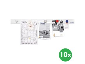 Magnetická samolepící lišta na zeď, 10 ks, bílá