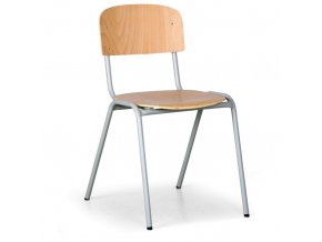 Dřevěná židle s šedou lakovanou konstrukcí