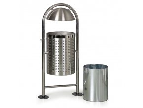 Venkovní nerezový odpadkový koš, 27 l, 460 x 320 x 1150 mm