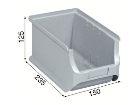 Plastové boxy PLUS 3, 150 x 235 x 125 mm, šedé, 24 ks