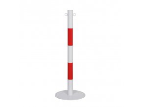 kovovy zahrazovaci sloupek vyska 1000 mm cervena bila 23877