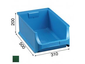 Plastové boxy PLUS 5, 310 x 500 x 200 mm, zelené, 6 ks
