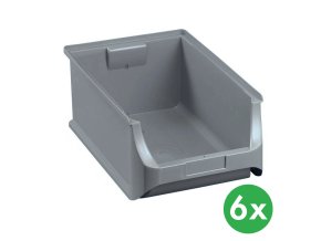 Plastové boxy PLUS 5, 310 x 500 x 200 mm, šedé, 6 ks