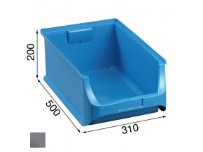 Plastové boxy PLUS 5, 310 x 500 x 200 mm, šedé, 6 ks