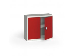 Plechová policová skříň na nářadí KOVONA, 800 x 950 x 400 mm, 1 police, šedá/červená