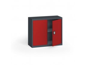 Plechová policová skříň na nářadí KOVONA, 800 x 950 x 400 mm, 1 police, antracit/červená
