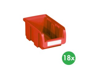 Plastový box COMPACT, 102 x 100 x 60 mm, 18 ks, červený