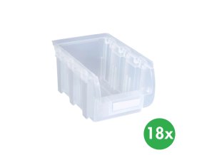 Plastový box COMPACT, 102 x 100 x 60 mm, 18 ks, průhledný