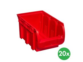 Plastový box COMPACT, 154 x 235 x 125 mm, 20 ks, červený