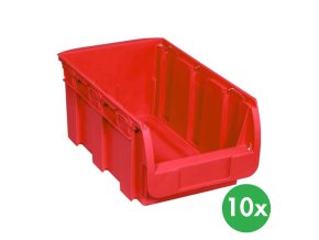 Plastový box COMPACT, 210 x 350 x 150 mm, 10 ks, červený