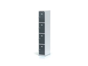 satni skrinka s uloznymi boxy 4 boxy 1800 x 300 x 500 mm otocny zamek tmave sede dvere 12731