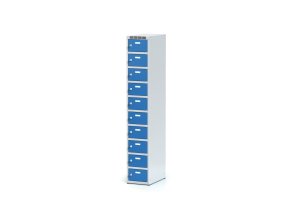 satni skrinka s uloznymi boxy 10 boxu 1800 x 300 x 500 mm cylindricky zamek modre dvere 11553