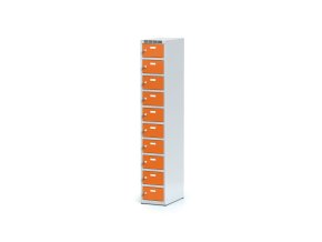 satni skrinka s uloznymi boxy 10 boxu 1800 x 300 x 500 mm cylindricky zamek oranzove dvere 11555