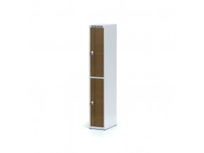 Šatní skříňka s úložnými boxy, 2 boxy 300 mm, laminované dveře ořech, cylindrický zámek