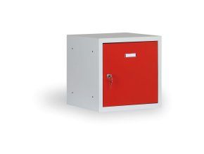 satni skrinka s uzamykatelnym boxem 400 x 400 x 400 mm cylindricky zamek cervene dvere 1585