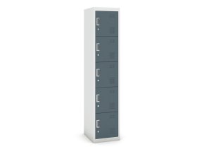 satni skrinka s uloznymi boxy 5 boxu 1800 x 380 x 450 mm demont cylindricky zamek tmave sede dvere 13077