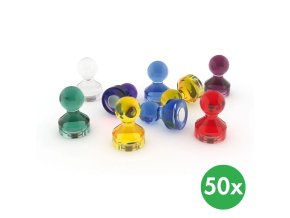 Sada magnetů pro popisovací tabule, průměr 11 mm, krystal - mix barev, 50 ks