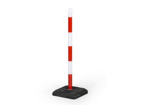 Zahrazovací plastový sloupek se základnou, výška 870 mm, červená/bílá