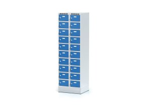 satni skrinka s uloznymi boxy na soklu 20 boxu 1920 x 600 x 500 mm cylindricky zamek modre dvere 11603
