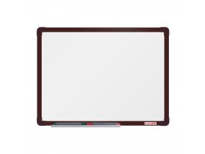 Bílá magnetická popisovací tabule boardOK, 600 x 450 mm, hnědý rám