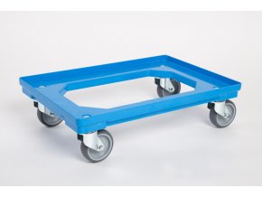 plastovy vozik na prepravky 600x400 mm 250 kg gumova kola modra 15658