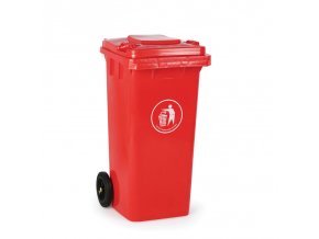 plastova popelnice na trideny odpad 120 litru cervena 16345