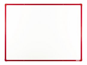 bila magneticka popisovaci tabule s keramickym povrchem boardok 1200 x 900 mm cerveny ram 16425