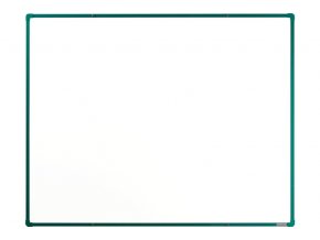 Bílá magnetická popisovací tabule s keramickým povrchem boardOK, 1500 x 1200 mm, zelený rám