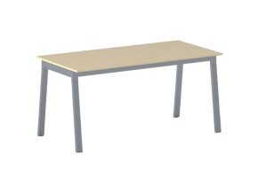 Jednací kancelářský stůl PRIMO BASIC, 160x80 cm, šedostříbrná podnož, bříza