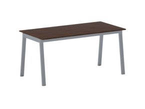 Jednací kancelářský stůl PRIMO BASIC, 160x80 cm, šedostříbrná podnož, ořech