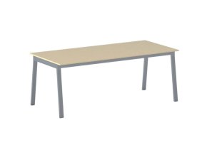 Jednací kancelářský stůl PRIMO BASIC, 200x90 cm, šedostříbrná podnož, bříza
