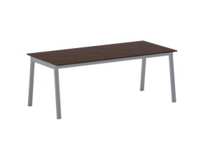 Jednací kancelářský stůl PRIMO BASIC, 200x90 cm, šedostříbrná podnož, ořech