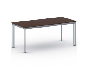 Jednací kancelářský stůl PRIMO INVITATION, 180x80 cm, šedostříbrná podnož, ořech