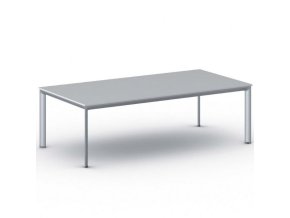 Jednací kancelářský stůl PRIMO INVITATION, 240x120 cm, šedostříbrná podnož, šedá