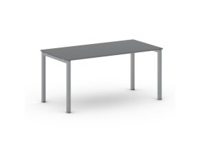Jednací kancelářský stůl PRIMO SQUARE, 160x80 cm, šedostříbrná podnož, grafit