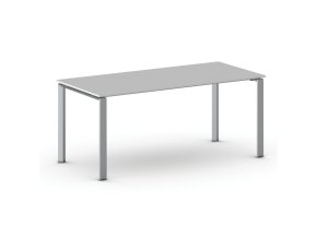 Jednací kancelářský stůl PRIMO INFINITY, 180x90 cm, šedostříbrná podnož, šedá