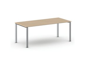Jednací kancelářský stůl PRIMO INFINITY, 200x90 cm, šedostříbrná podnož, buk