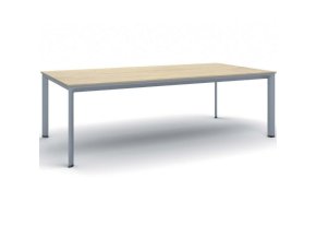 Jednací kancelářský stůl PRIMO INVITATION, 240x120 cm, šedostříbrná podnož, dub přírodní