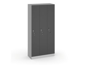 drevena satni skrinka s5 3 oddily 1900 x 900 x 420 mm cylindricky zamek seda grafit 17843