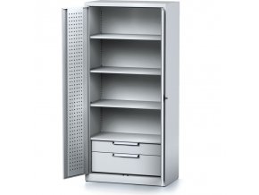 policova dilenska skrin 2 dverova mechanic 3 police 2 zasuvky 920 x 500 x 1950 mm sede dvere 17184
