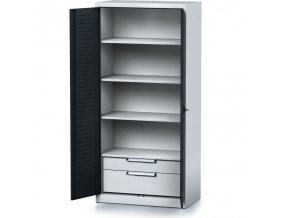 policova dilenska skrin 2 dverova mechanic 3 police 2 zasuvky 920 x 500 x 1950 mm antracitove dvere 17182