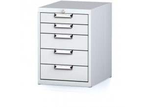 Dílenský zásuvkový box na nářadí MECHANIC, 5 zásuvek, 480 x 600 x 662 mm, šedé dveře