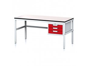 nastavitelny dilensky stul mechanic ii 3 zasuvkovy box na naradi 1600x700x745 985 mm seda cervena 18035