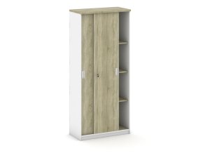 Skříň zasouvací MIRELLI, 800 x 400 x 1800 mm, bílá/dub sonoma