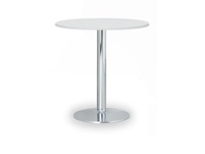 Konferenční stolek FILIP II, průměr 80 cm, chromovaná podnož, bílá