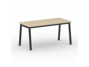 Jednací kancelářský stůl PRIMO BASIC, 160x80 cm, černá podnož, bříza