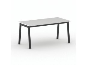 Jednací kancelářský stůl PRIMO BASIC, 160x80 cm, černá podnož, bílá
