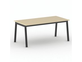 Jednací kancelářský stůl PRIMO BASIC, 180x90 cm, černá podnož, bříza