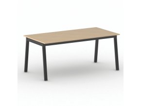 Jednací kancelářský stůl PRIMO BASIC, 180x90 cm, černá podnož, buk