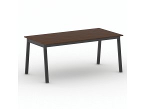 Jednací kancelářský stůl PRIMO BASIC, 180x90 cm, černá podnož, ořech
